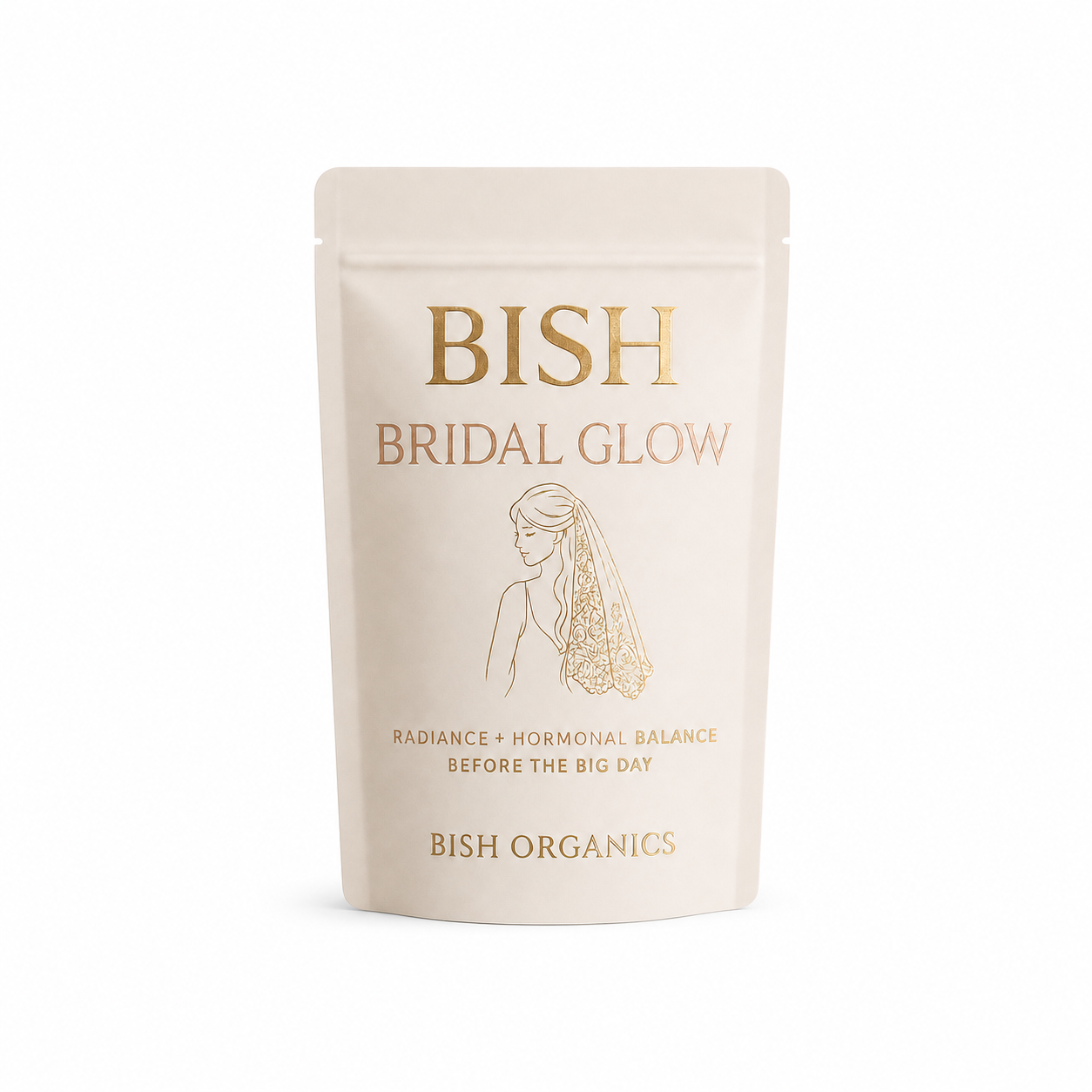 Bish Bridal Glow marine collagen pre-order pouch on white background